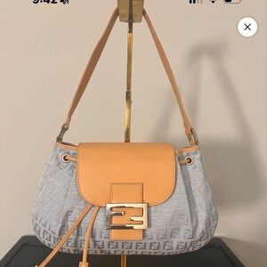 Fendi White and Tan Hobo Bag